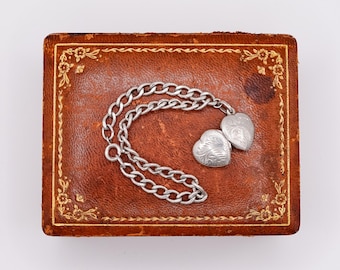1980s Sterling Silver Heart Locket Charm Bracelet