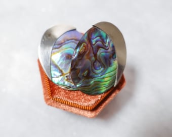 Iridescent Abalone Shell Sterling Silver Oval Earrings