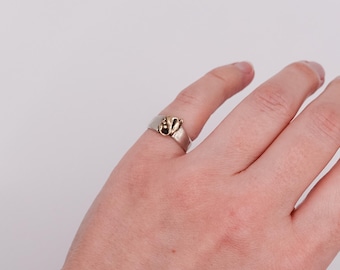 Artisan Made 14k Gold Nugget & Sterling Pinky Ring (Size 3)