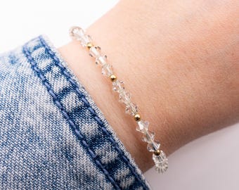 Delicate Gold Filled Crystal Beaded Bracelet