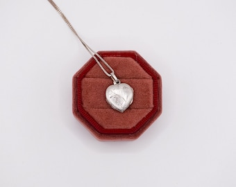 Delicate Sterling Silver Engraved Heart Locket Necklace