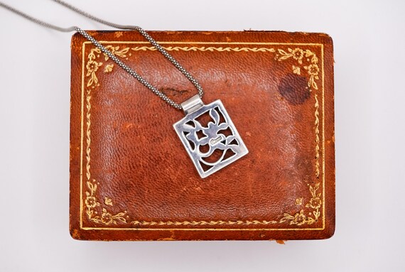 Artisan Signed Sterling Silver Rectangular Leaf P… - image 10