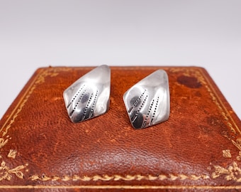1970s Navajo Artisan Made Sterling Silver Stamped Earrings