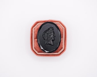 Antique Victorian Molded Black Glass Cameo Brooch