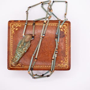 Antique Egyptian Faience Ushabti Figurine Beaded Necklace