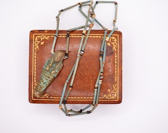 Antique Egyptian Faience Ushabti Figurine Beaded Necklace