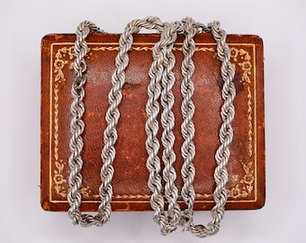 Huge Italian Sterling Silver Rope Chain Necklace (31 inch)