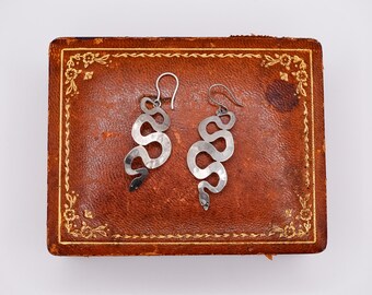 Hammered Silver Wild Bryde Snake Dangle Earrings