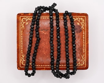 Antique Victorian Black Glass Beaded Mourning Necklace