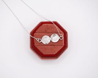 Guatemalan Solid Silver Coin Necklace with Volcano (Double)