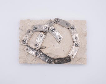 Retro 1960s Sterling Silver Brutalist Artisan Made Collar Necklace