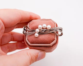 Mikimoto Cultured Akoya Pearl & Engraved Silver Brooch