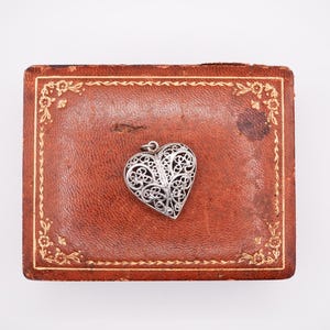 Vintage Sterling Silver Hollow Filigree Heart Pendant