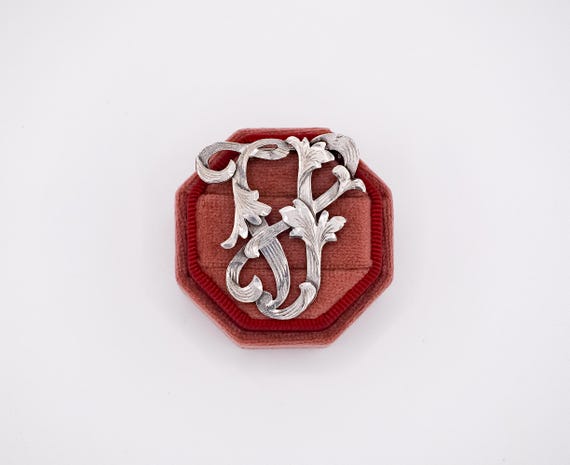 Mexican Sterling Silver Engraved Monogram "TP" Brooch