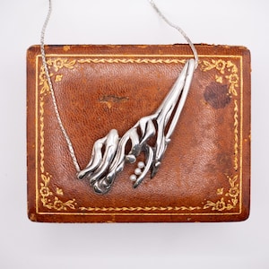 Retro Mid Century Sterling Silber und Perle Brutalist Halskette