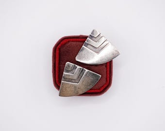 Artisan Sterling Silver Geometric Triangle Earrings