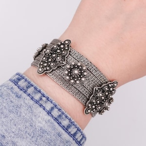Antique Silver Cannetille Filigree Foxtail Chain Bracelet