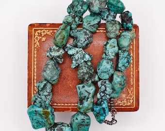Very Rare Huge Antique Tibetan Turquoise Nugget Necklace