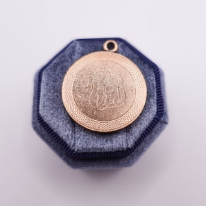 SALE Antique Gold Engine Turned Engraved Monogram Pendant