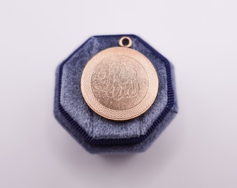 Antique Rose Gold Monogram Pendant: 1930s Engraved Jewelry