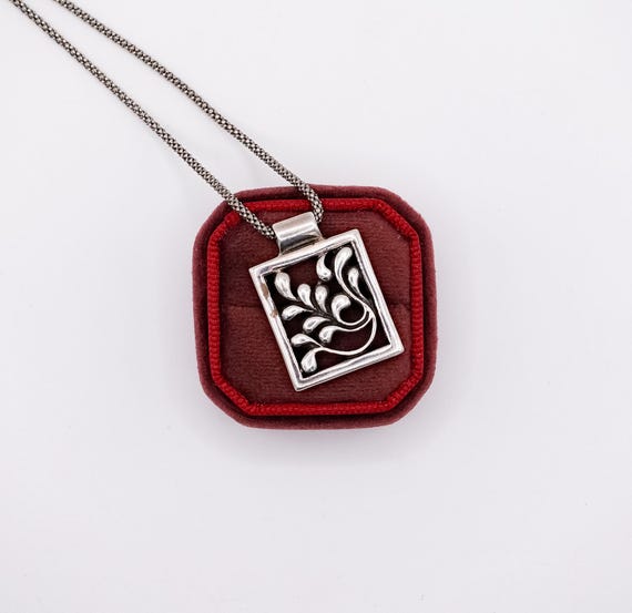 Artisan Signed Sterling Silver Rectangular Leaf P… - image 8