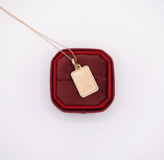 Classic 14k Solid Gold Italian Rectangle Tag Neck… - image 9