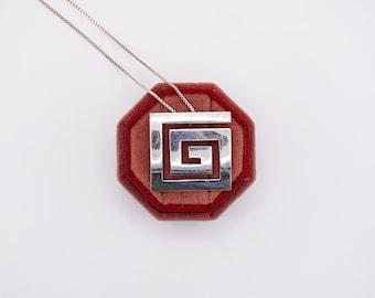 Mexican Sterling Silver Geometric Greek Key Necklace