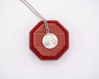 French Art Nouveau Style Joan of Arc Medal Necklace