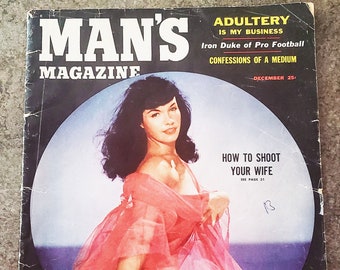 Rare Man's Magazine, December 1954, Betty Page, Vol 3 No 2, "How To Shoot Your Wife", Bettie Page