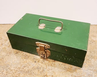 army tool box pioneer tool box Vintage green tool box green metal tool box