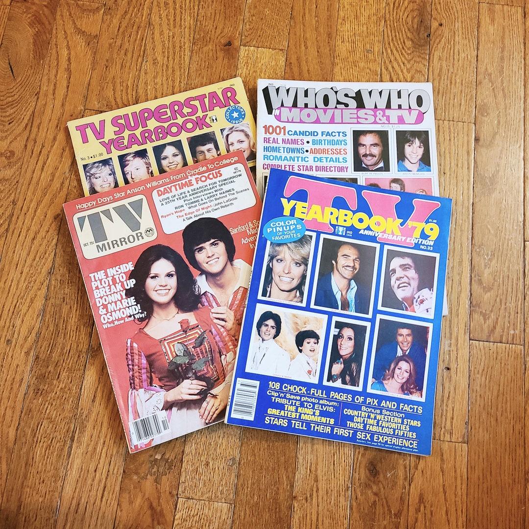 Lot of Four 1970s TV Magazines, Nostalgic TV Gossip Celebrity Mags 1976