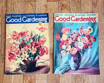 Pair of 1939 'Good Gardening' Magazines, H.H. Thomas, Printed in England, Includes Final Issue, Pre-WW2 Garden Magazines