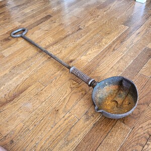 Antique Rowell Smelter Foundry Ladle Scoop #6, Cast Iron, Patented 1919, Made In USA