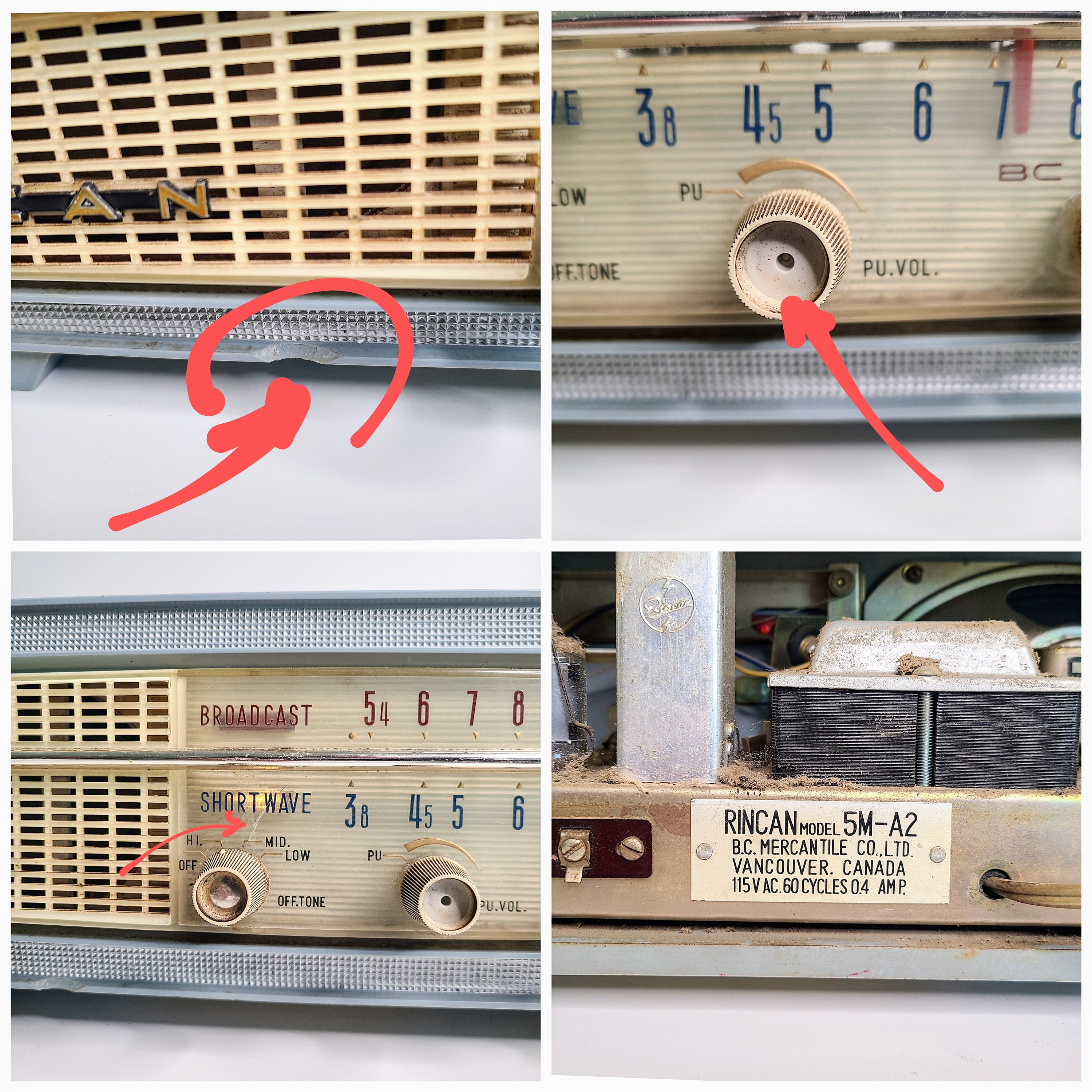 Rare 1960 Rincan 5M-A2 Five Tube Dual-band Radio, Made in Rare 1960 Rincan 5M-A2 Five Tube Dual-band Radio, Made in