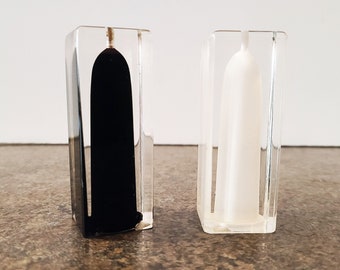 1970s Fratelli Guzzini Lucite Salt and Pepper Shakers, Vintage, Never Used, With Original Foil Sticker