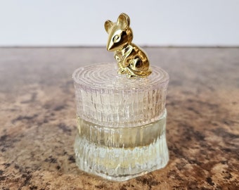 Bustina di crema dolce Honesty Sweet Tree Mouse di AVON vintage, barattolo di vetro con topo, barattolo Avon da collezione, anni '70