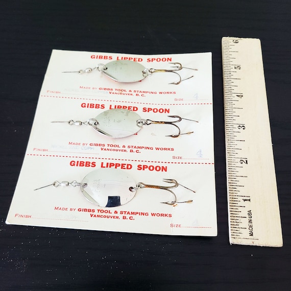 1960s GIBBS Lipped Spoon Fish Hook Size 4, Pack of Three, Vintage
