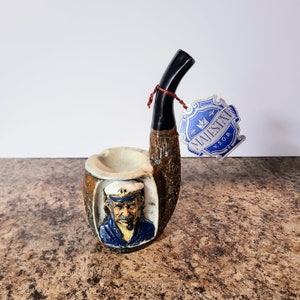Vintage Majestat V.S.O.P. Figural Liquor Cognac Bottle With Ashtray, Sea Captain Pipe, Empty Bottle