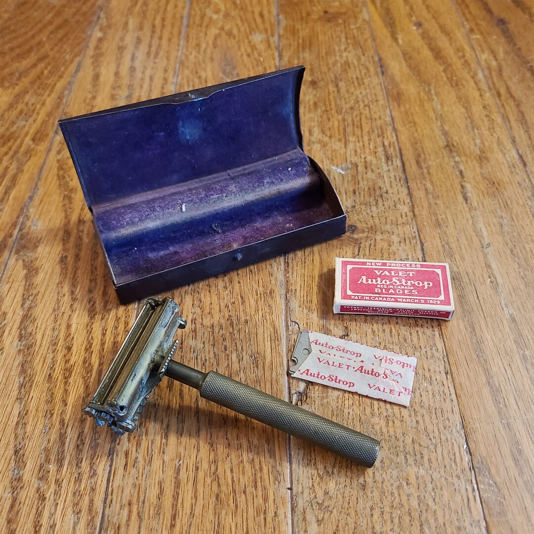 Vintage VALET Autostrop Razor With Purple Velvet Lined Metal Etsy
