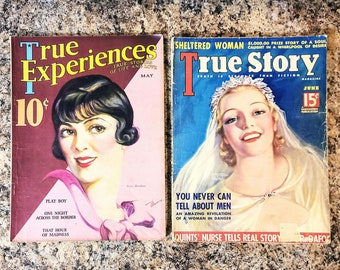 Two 1930s Magazines, True Story & True Experiences, True Stories Of Life and Love