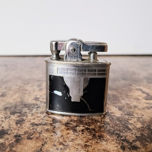 1940s Art Deco RONSON 'Standard' Wick & Petrol Lighter, Made in Canada, Working