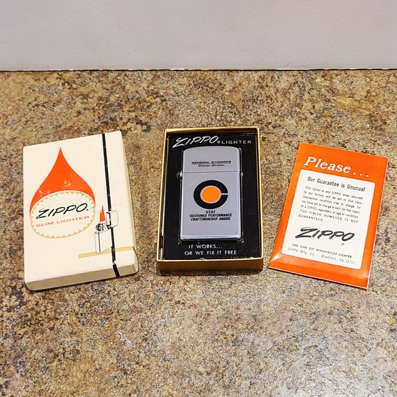 1969 Unfired ZIPPO Slim Lighter, US Air Force, With Original Box 