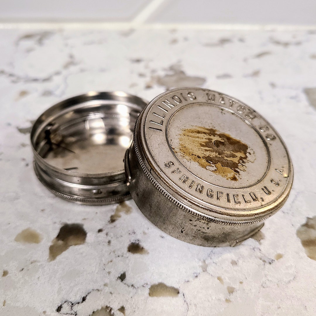 Antique Watch Movement Brass Case Illinois Watch Company Etsy