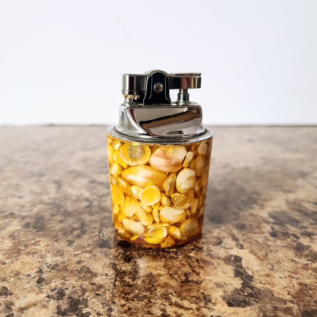 Vintage Petrol Table Lighter Acrylic With Shells Made in Etsy
