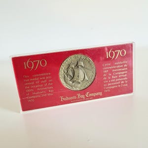 1970 Hudson&#39;s Bay Commemorative Coin Medallion, 1670-1970 Nonsuch, In Presentation Case
