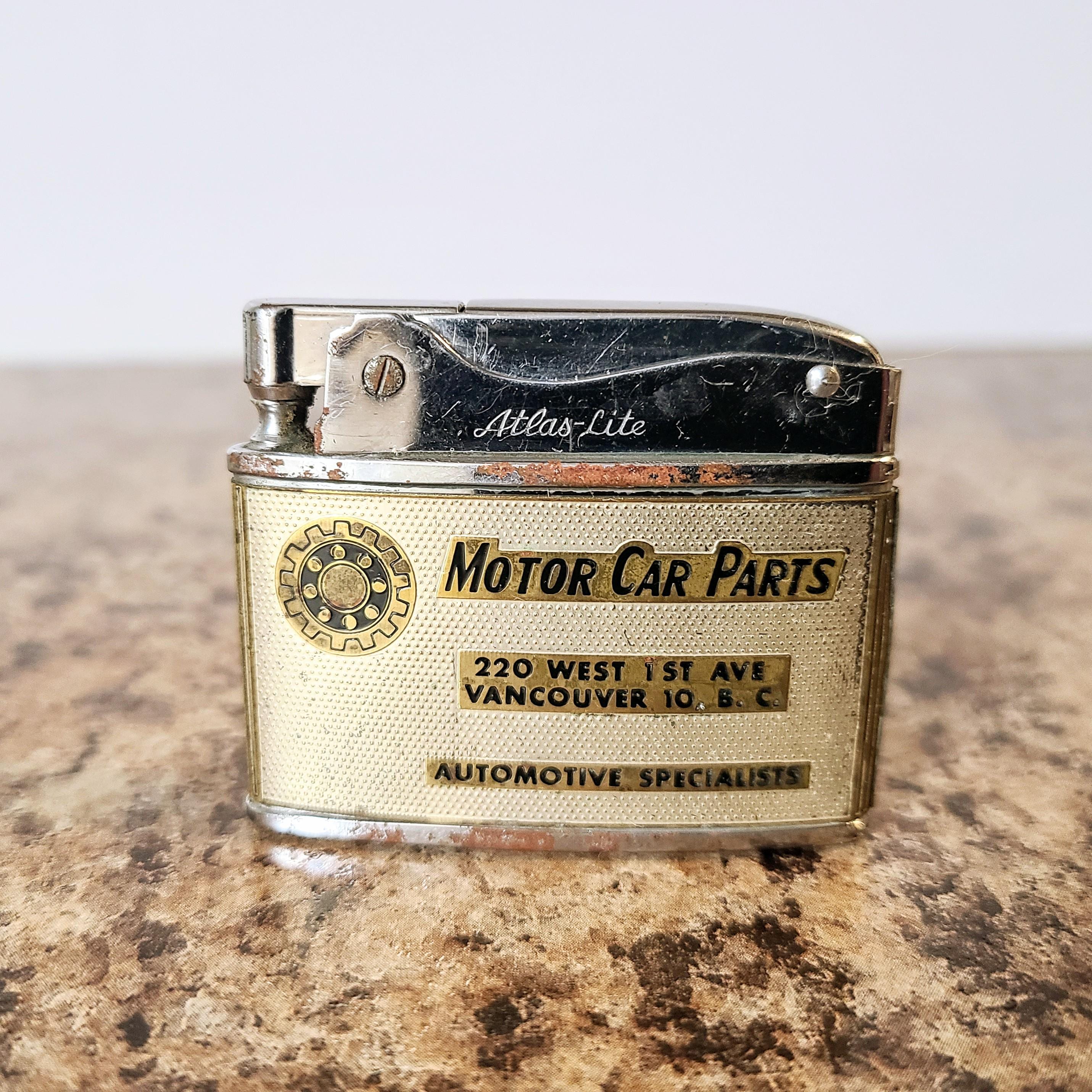 Vintage 1960s Atlas-lite Advertising Flat Lighter, Motor Car