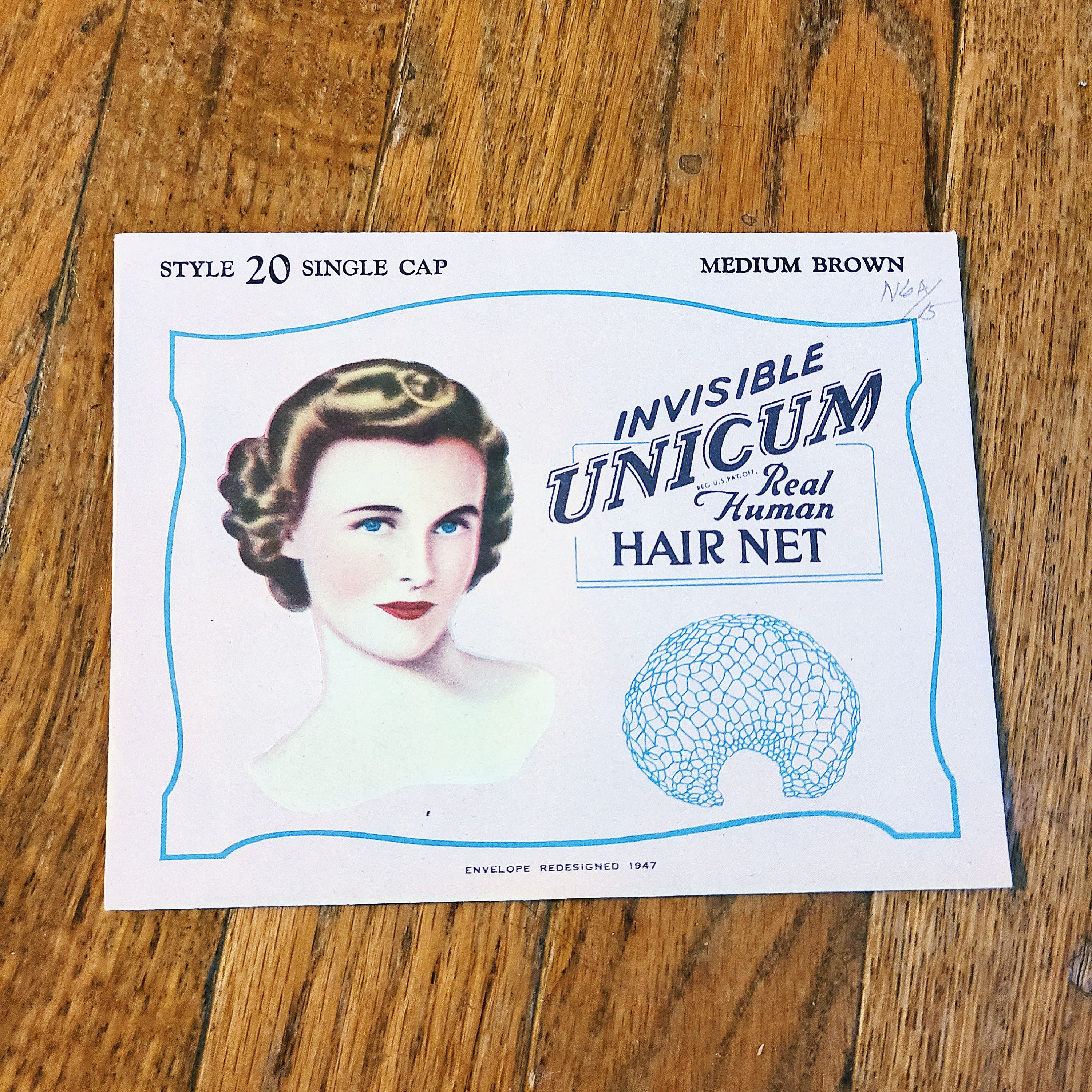 Unicum Fitwell Real Human Hair Cap Net Dark Brown 1921 Packaging Vintage ad  Wear 