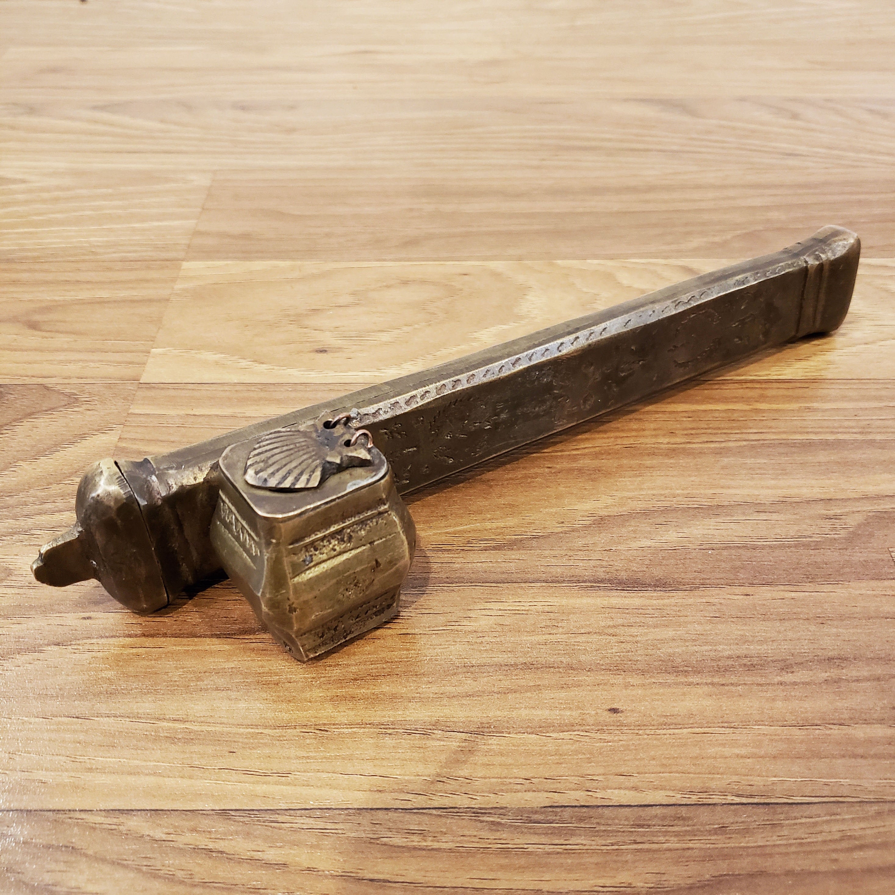 Antique Brass Quill Pen Holder Inkwell Traveler Scribe Etsy