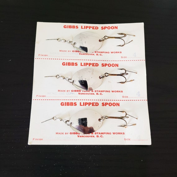 1960s GIBBS Lipped Spoon Fish Hook Size 4, Pack of Three, Vintage