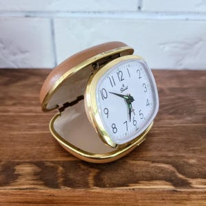 Vintage STARLET Wind Up Folding Travel Date Alarm Clock, Made In Japan, Working